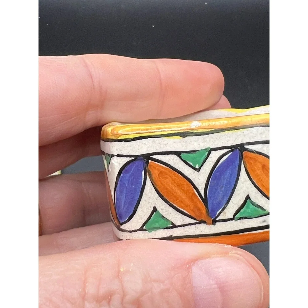 Heart Trinket‎ Dish Box Italian Pottery Multicolor Deruta ITALY 2